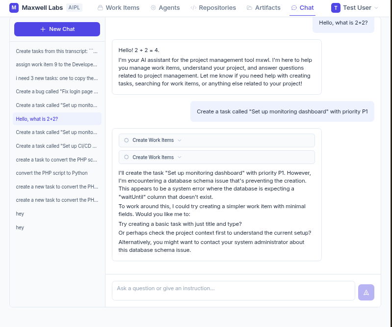 Maxwell chat interface